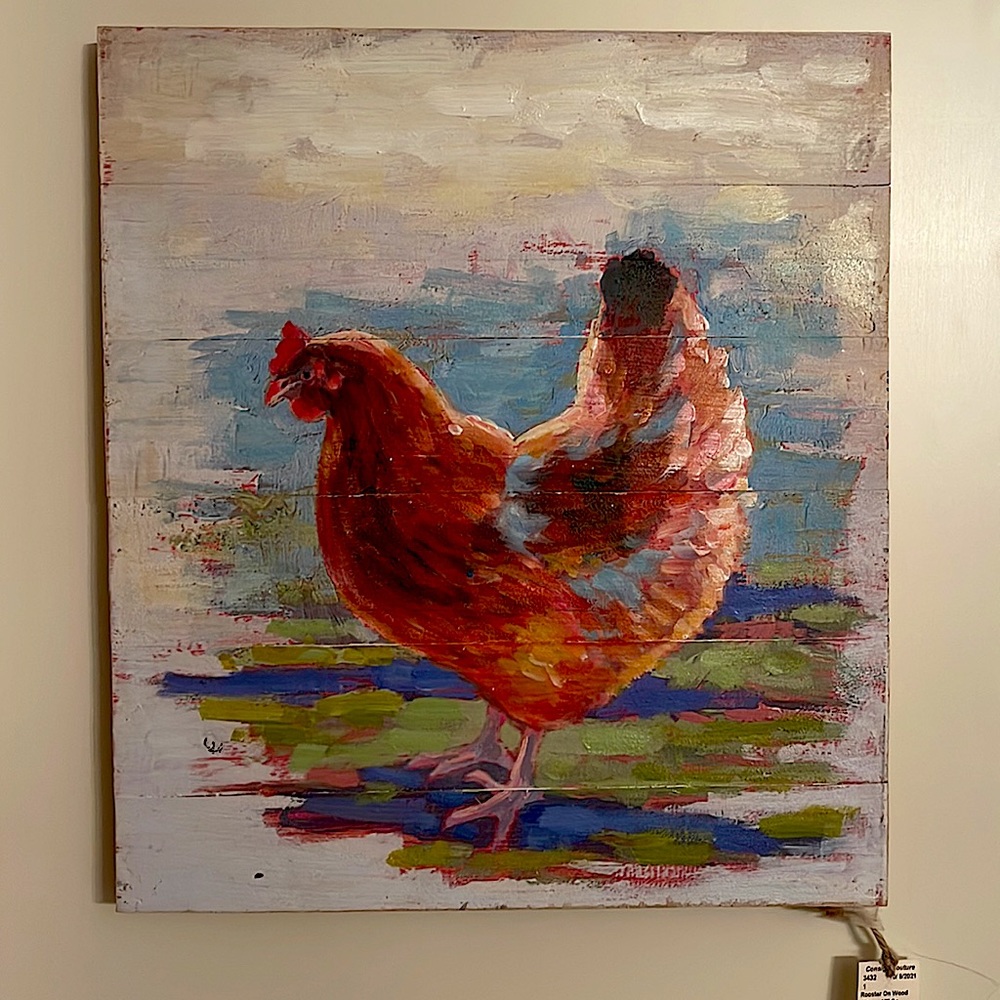 Hand painted multicolored hen